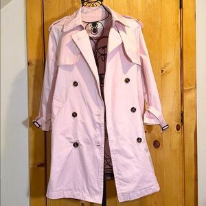 Pink Double-Breasted Women's Trench Coat